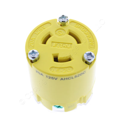 Eaton Yellow Locking Connectors Twist Lock NEMA L5-20 L5-20R 20A 125V AHCL520C