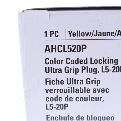Eaton Yellow Twist Turn Locking Plug HartLock NEMA L5-20P 20A 125V 2P3W AHCL520P