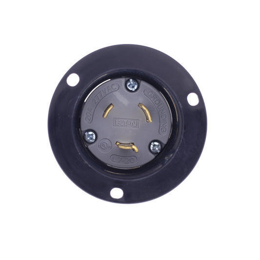 Eaton Gray Twist Turn Locking Flanged Inlet L7-20P 20A 277V 2P3W AHCL720FI