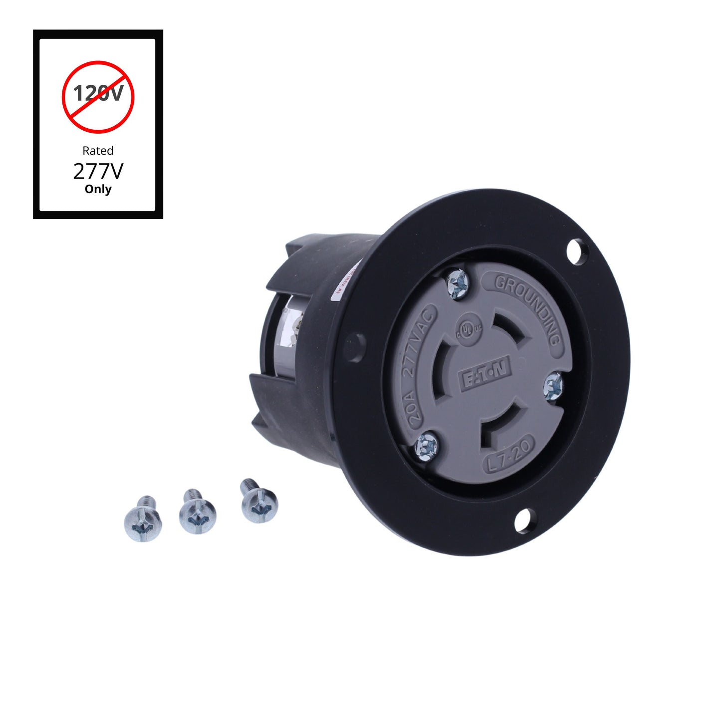 Eaton Gray Turn Locking Flanged Outlet Receptacle Nema L7-20R 20A 277V AHCL720FO
