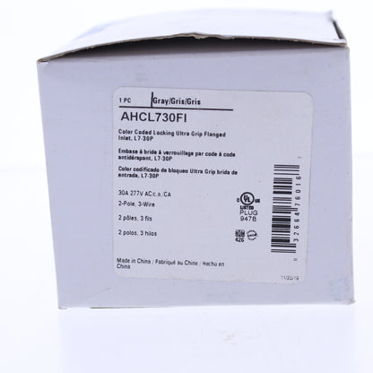 Eaton Gray Nema L7-30P Twist Turn Locking Flanged Inlet 30A 277V 2P3W AHCL730FI