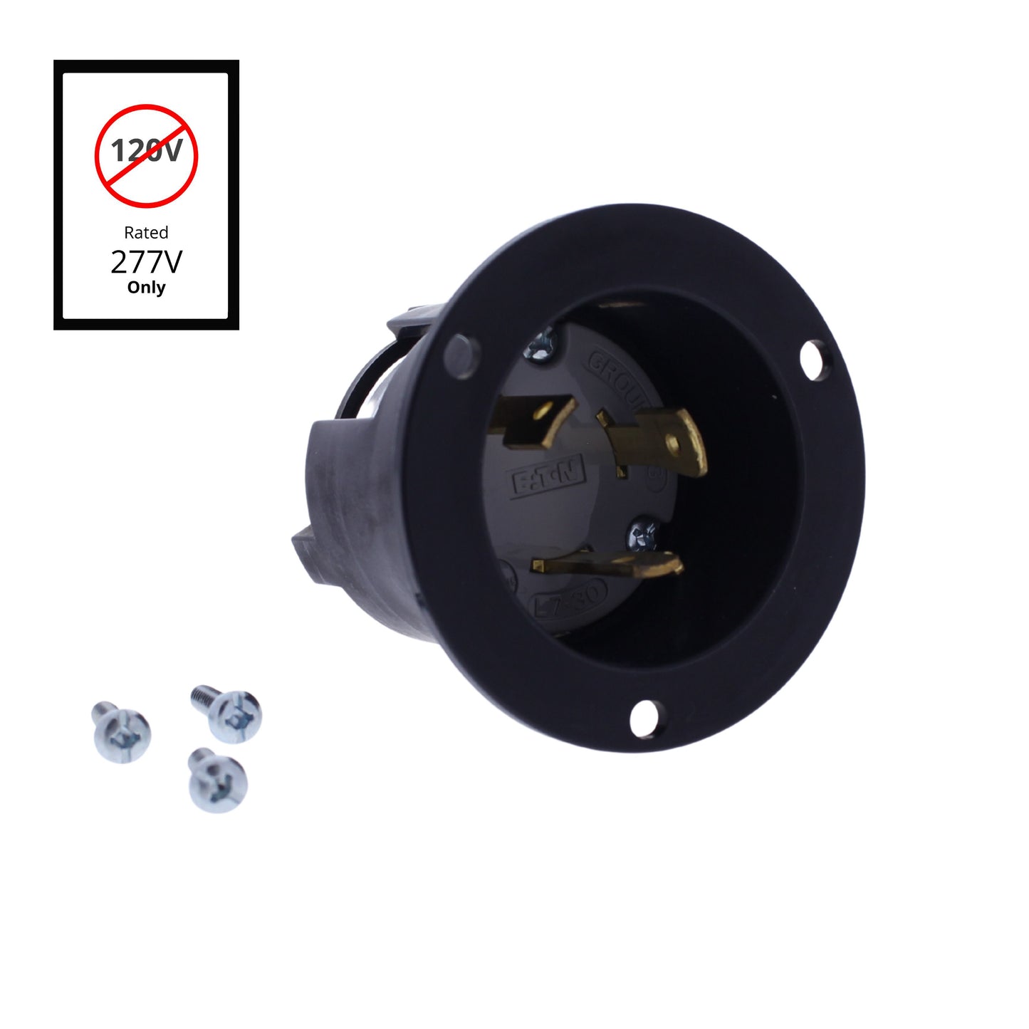 Eaton Gray Nema L7-30P Twist Turn Locking Flanged Inlet 30A 277V 2P3W AHCL730FI