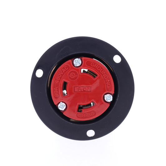 Eaton Red Twist Turn Locking Flanged Outlet Nema L8-30R 30A 480V AHCL830FO