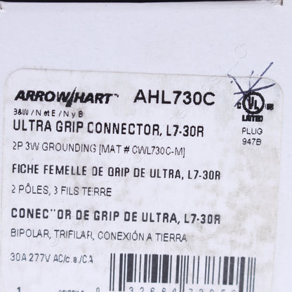 Eaton Arrow AHL730C Hart Twist Turn Locking Connector Plug Nema L7-30R 30A 277V