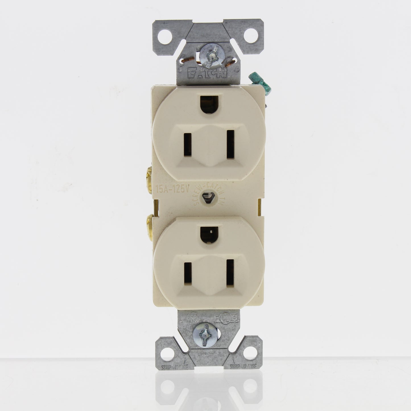 Eaton Almond Commercial Duplex Outlet Receptacle Nema 5-15R 15A 125V Bulk BR15A