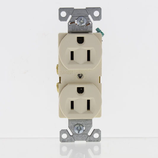Eaton Almond Commercial Duplex Outlet Receptacle Nema 5-15R 15A 125V Bulk BR15A