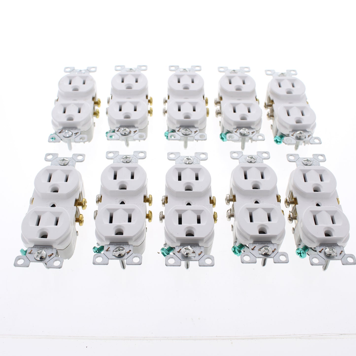 10 Eaton White Commercial Grade Outlet Receptacles Nema 5-15R 15A 125V CR15W
