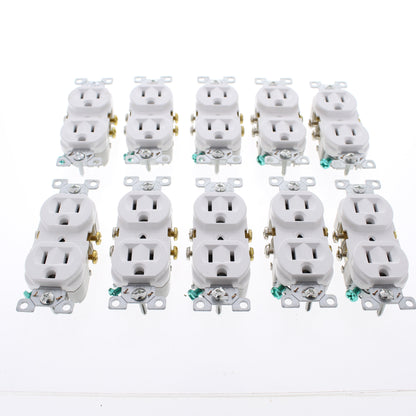 10 Eaton White Commercial Grade Outlet Receptacles Nema 5-15R 15A 125V CR15W