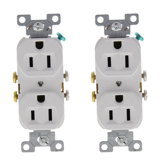 Eaton CR15W White Commercial Grade 15A Outlet Receptacles Nema 5-15R 125V 2pk