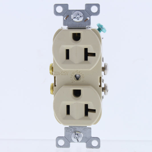 Eaton Ivory Commercial Duplex Outlet Receptacle Nema 5-20R 20A 125V Bulk CR20V
