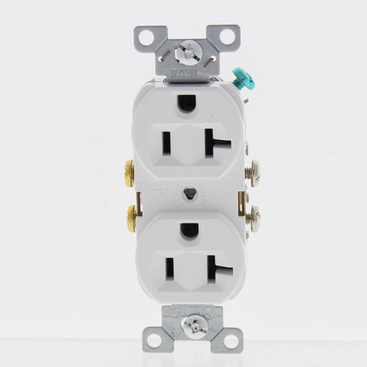 Eaton White Commercial Duplex Outlet Receptacle NEMA 5-20R 20A Bulk CR20W