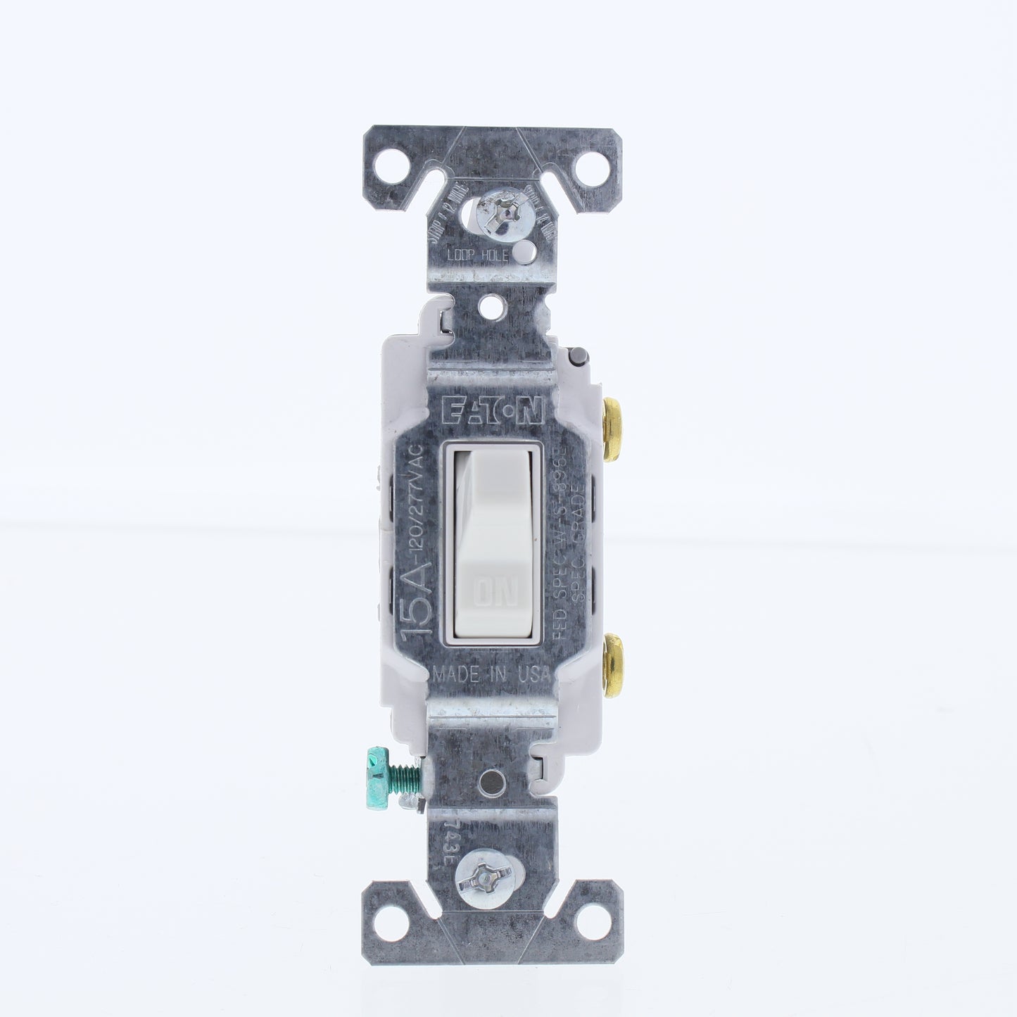 Eaton White Commercial Grade Toggle Wall Light Switch 15A 120/277V Bulk CS115W