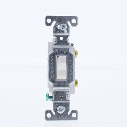 Eaton White Commercial Grade Toggle Wall Light Switch 15A 120/277V Bulk CS115W