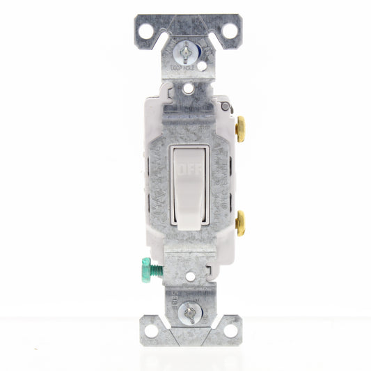Eaton White Commercial Single Pole ON/OFF Toggle Light Switch 20A Bulk CS120W