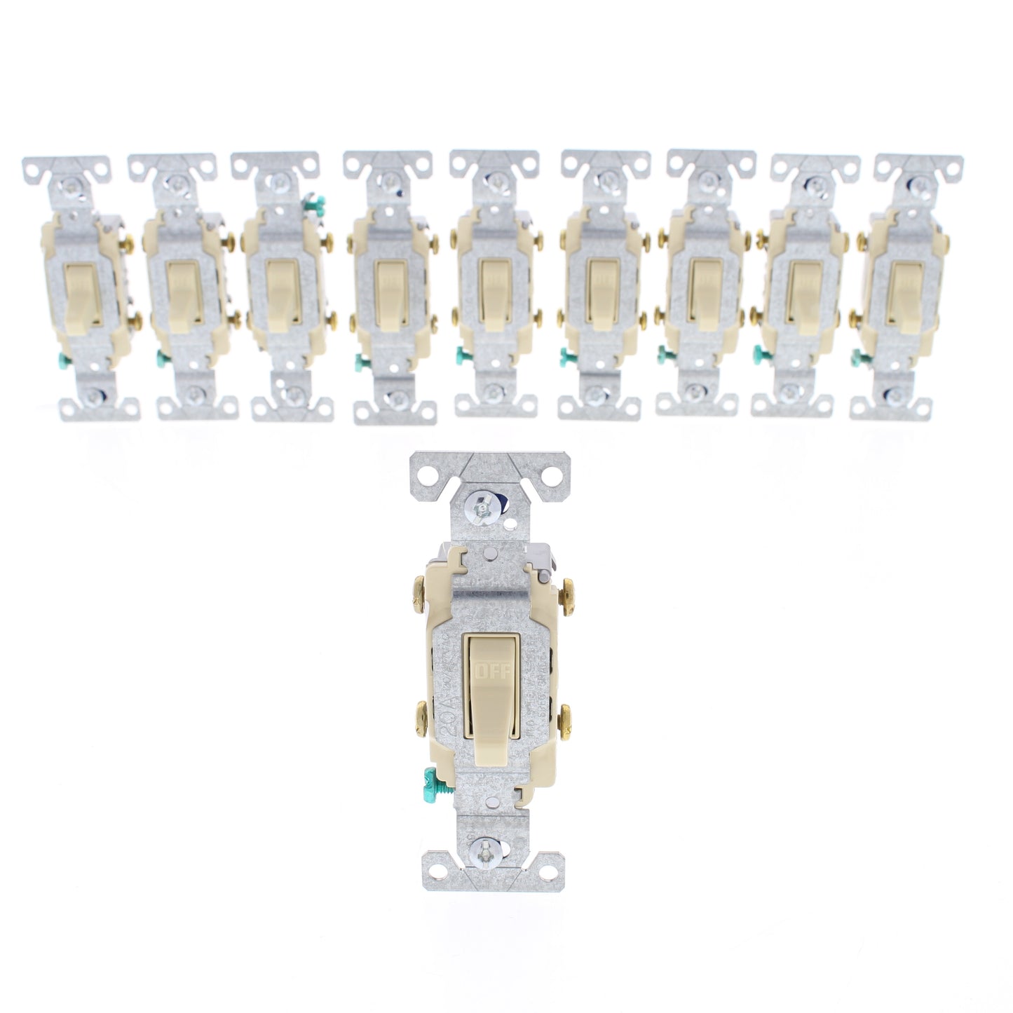 10 Eaton Ivory Commercial Double Pole Toggle Wall Light Switcesh 20A Bulk CS220V