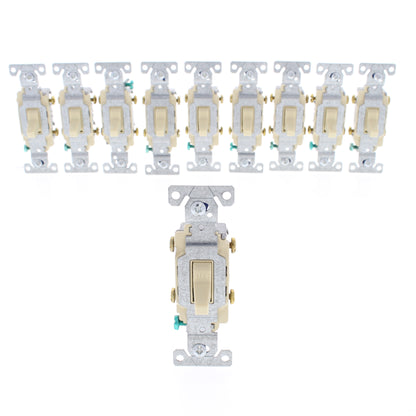 10 Eaton Ivory Commercial Double Pole Toggle Wall Light Switcesh 20A Bulk CS220V