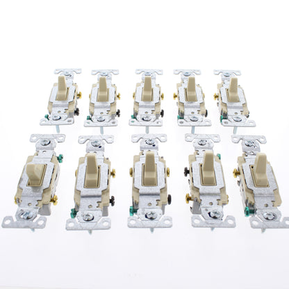 Eaton CS320V Ivory Commercial Toggle Wall Light Switches 3-Way Control 20A 10pcs