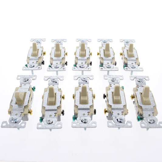Eaton CS320V Ivory Commercial Toggle Wall Light Switches 3-Way Control 20A 10pcs
