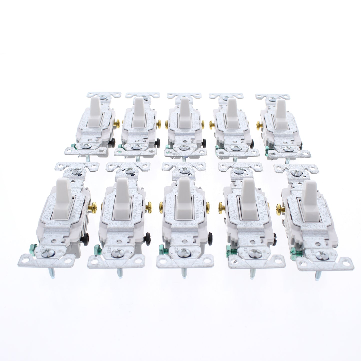 10 Eaton White Commercial Toggle Wall Light Switches 3-Way Control 20A CS320W