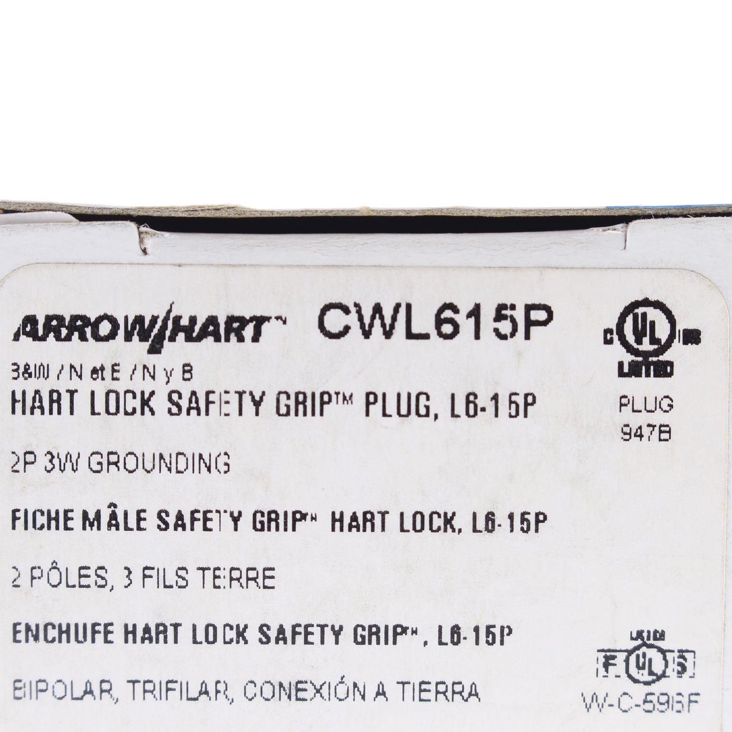 Eaton Arrow Hart Turn Locking Plug Twist Nema L6-15P 15A 250V Hart Lock CWL615P