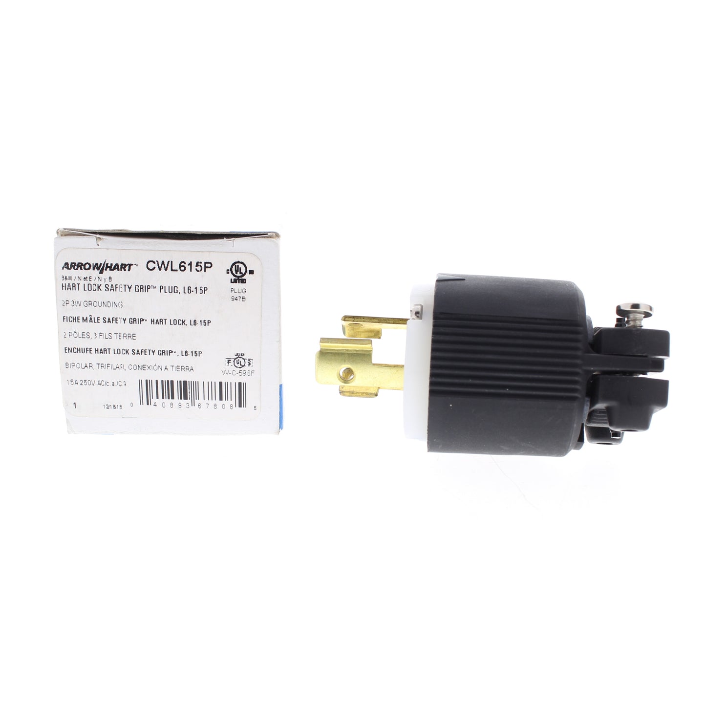 Eaton Arrow Hart Turn Locking Plug Twist Nema L6-15P 15A 250V Hart Lock CWL615P