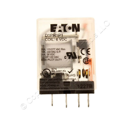Eaton D1 Series Plug-In Power Relay SPDT 6VDC Coil 20A 47 Ohm D1PR1P1