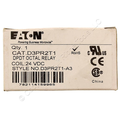 Eaton D3 Plug-In Octal Relay DPDT 24VDC Coil 16A 470 Ohm D3PR2T1-A3
