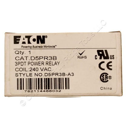 Eaton D5 Plug-In Relay 3PDT 240VAC Coil 16A 7200 Ohm D5PR3B-A3