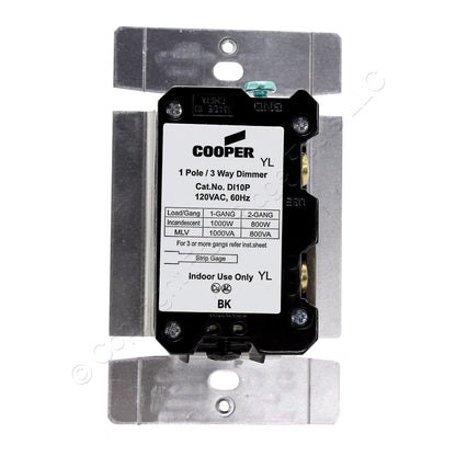 Eaton DI10P-W White Single-Pole/3-Way Decorator Slide Dimmer Incandescent 1000W