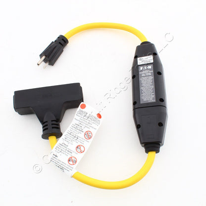 Eaton In-Line 2ft Portable 12/3 Gfci Cordset 3R 15A 3-Tap Auto Reset Gfi11A139