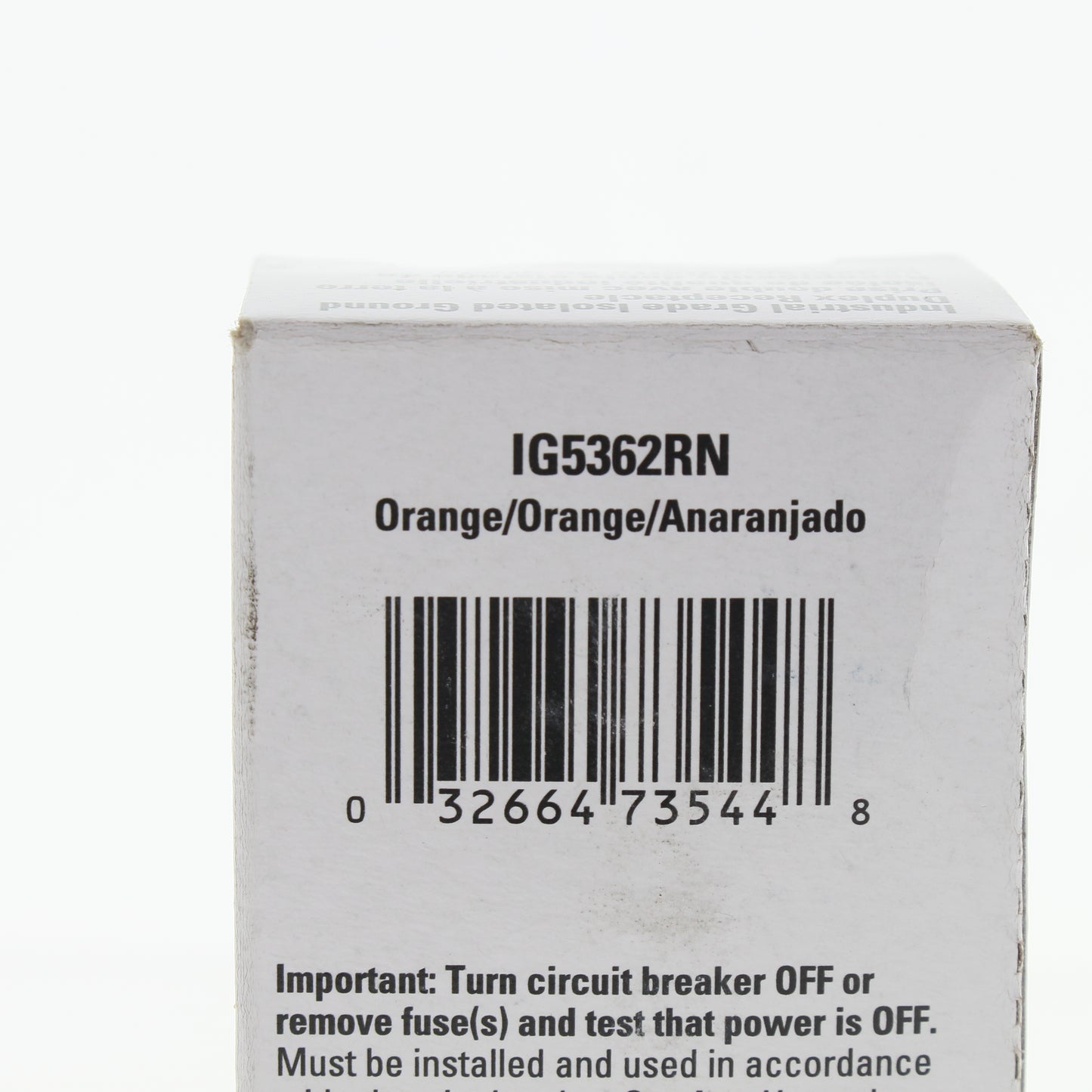 Eaton Orange Isolated Ground Heavy Duty Receptacle Outlet 20A 125V IG5362RN