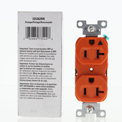 Eaton Orange Isolated Ground Heavy Duty Receptacle Outlet 20A 125V IG5362RN