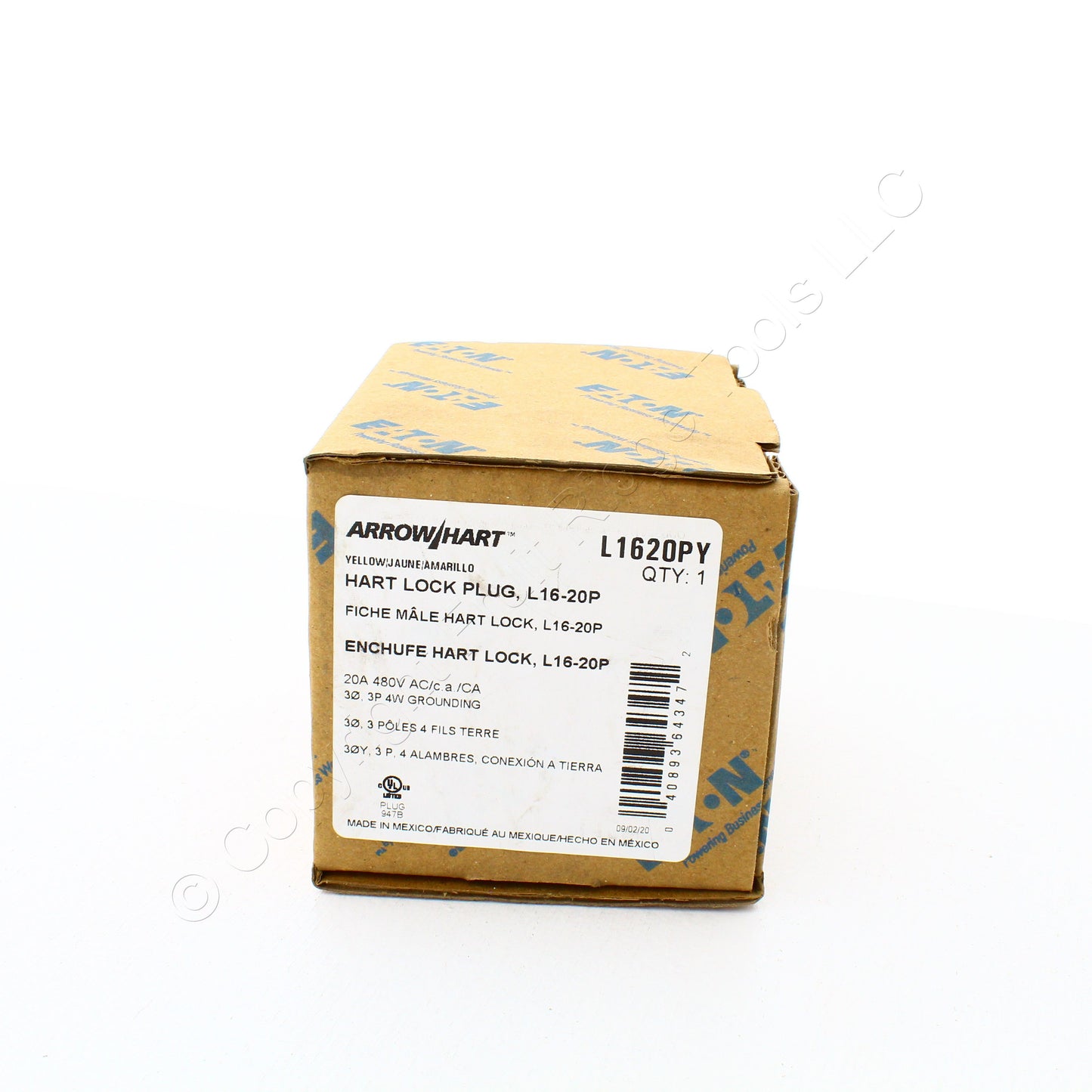 Eaton Yellow Corrosion Resistant Twist Locking Plug L16-20P 20A 480V 3� L1620PY