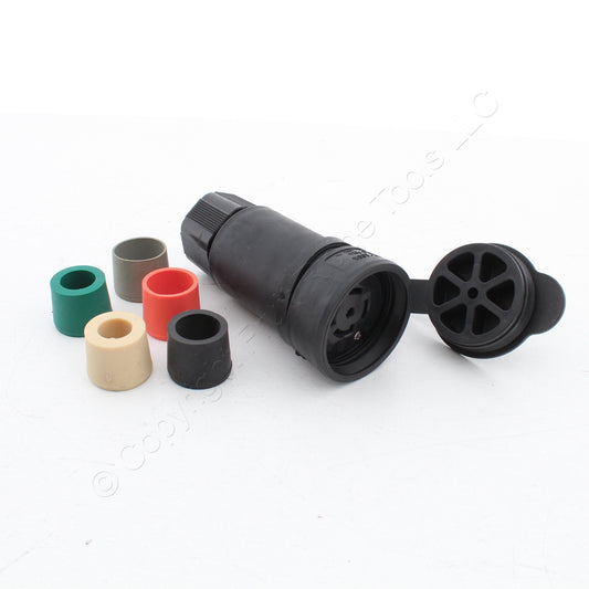 Eaton L2130CWBK Black Watertight 30A Locking Connector Plug L21-30R 120/208V 3?Y