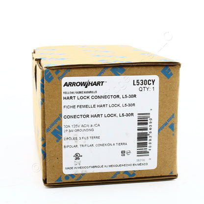 Eaton Yellow Twist Locking Insulated Connector Nema L5-30R 30A 125V 2P3W L530CY