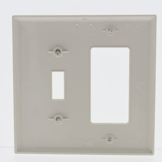 Eaton PJ126LA Light Almond 2-Gang Toggle Decorator GFCI Mid-Size Nylon Wallplate