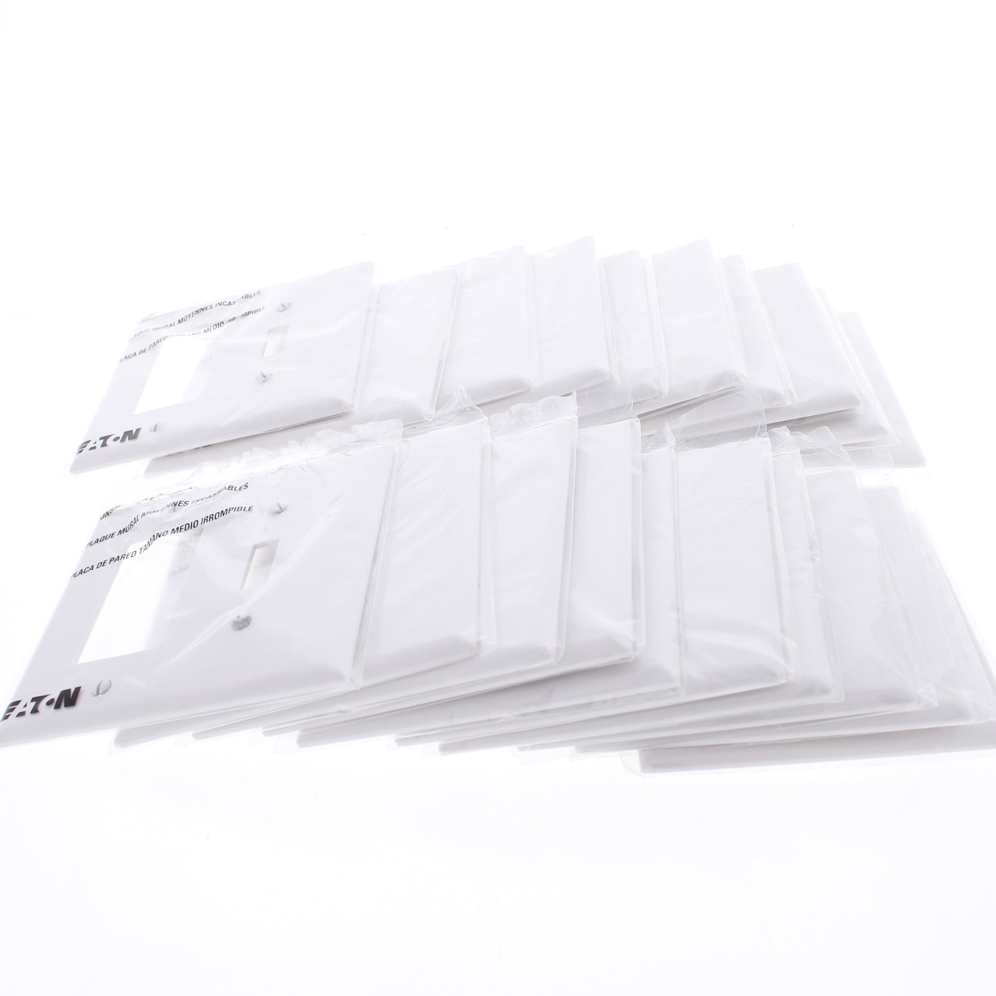 Eaton PJ126W White 2-Gang Toggle Decorator Unbreakable Mid-Size Wallplate 20pcs