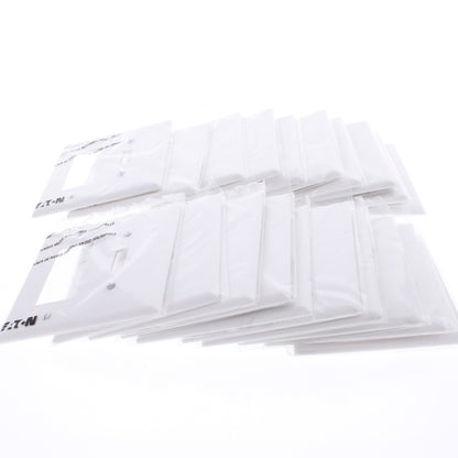 Eaton PJ126W White 2-Gang Toggle Decorator Unbreakable Mid-Size Wallplate 20pcs