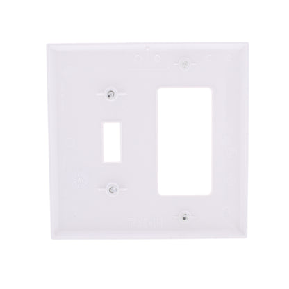 Eaton PJ126W White 2-Gang Toggle Decorator Unbreakable Mid-Size Wallplate 20pcs