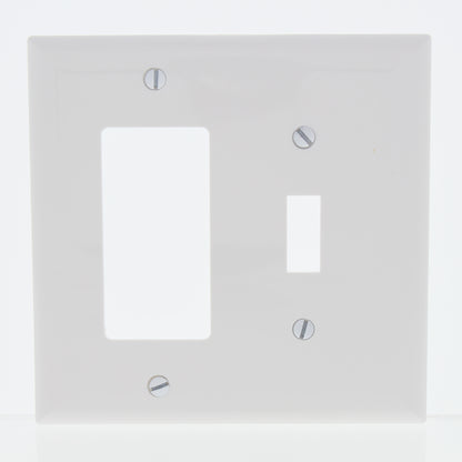 Eaton PJ126W White 2-Gang Toggle Decorator Unbreakable Mid-Size Wallplate Cover
