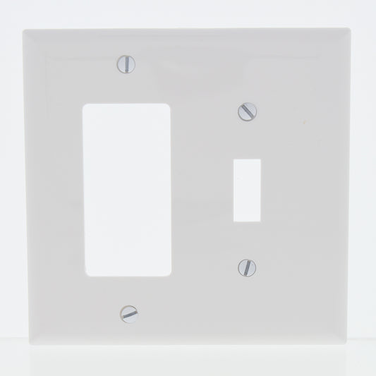 Eaton PJ126W White 2-Gang Toggle Decorator Unbreakable Mid-Size Wallplate Cover