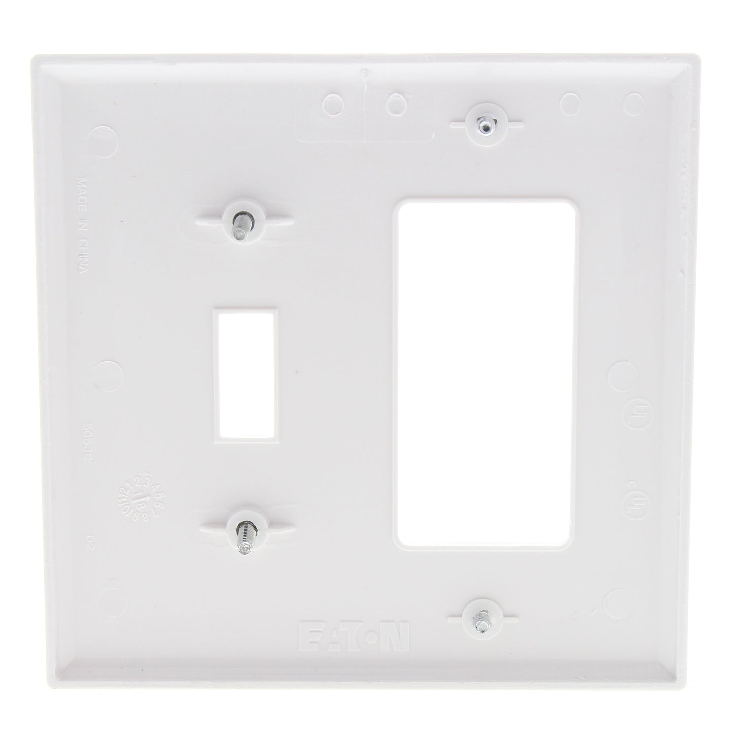 Eaton PJ126W White 2-Gang Toggle Decorator Unbreakable Mid-Size Wallplate Cover