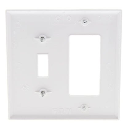 Eaton PJ126W White 2-Gang Toggle Decorator Unbreakable Mid-Size Wallplate Cover