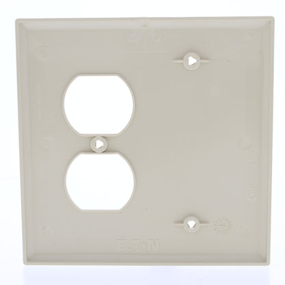 Eaton PJ138V Ivory 2-Gang Duplex Blank Unbreakable Mid-Size Wallplate Box Mount