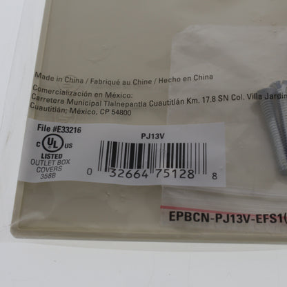 Eaton PJ13V Ivory 1-Gang Blank Unbreakable Mid-Size Wallplate Cover Box Mount