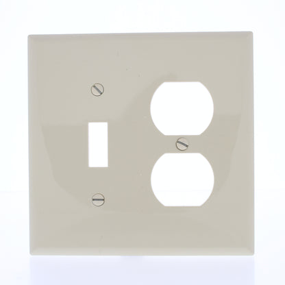 Eaton PJ18V Ivory 2-Gang Toggle Switch Duplex Outlet Mid-Size Nylon Wallplate