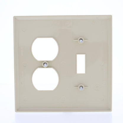 Eaton PJ18V Ivory 2-Gang Toggle Switch Duplex Outlet Mid-Size Nylon Wallplate