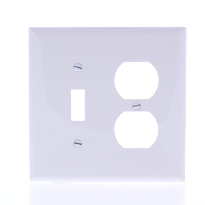 Eaton PJ18W White 2-Gang Toggle Duplex Outlet Unbreakable Nylon Wallplate Cover