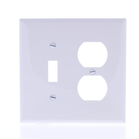 Eaton PJ18W White 2-Gang Toggle Duplex Outlet Unbreakable Nylon Wallplate Cover