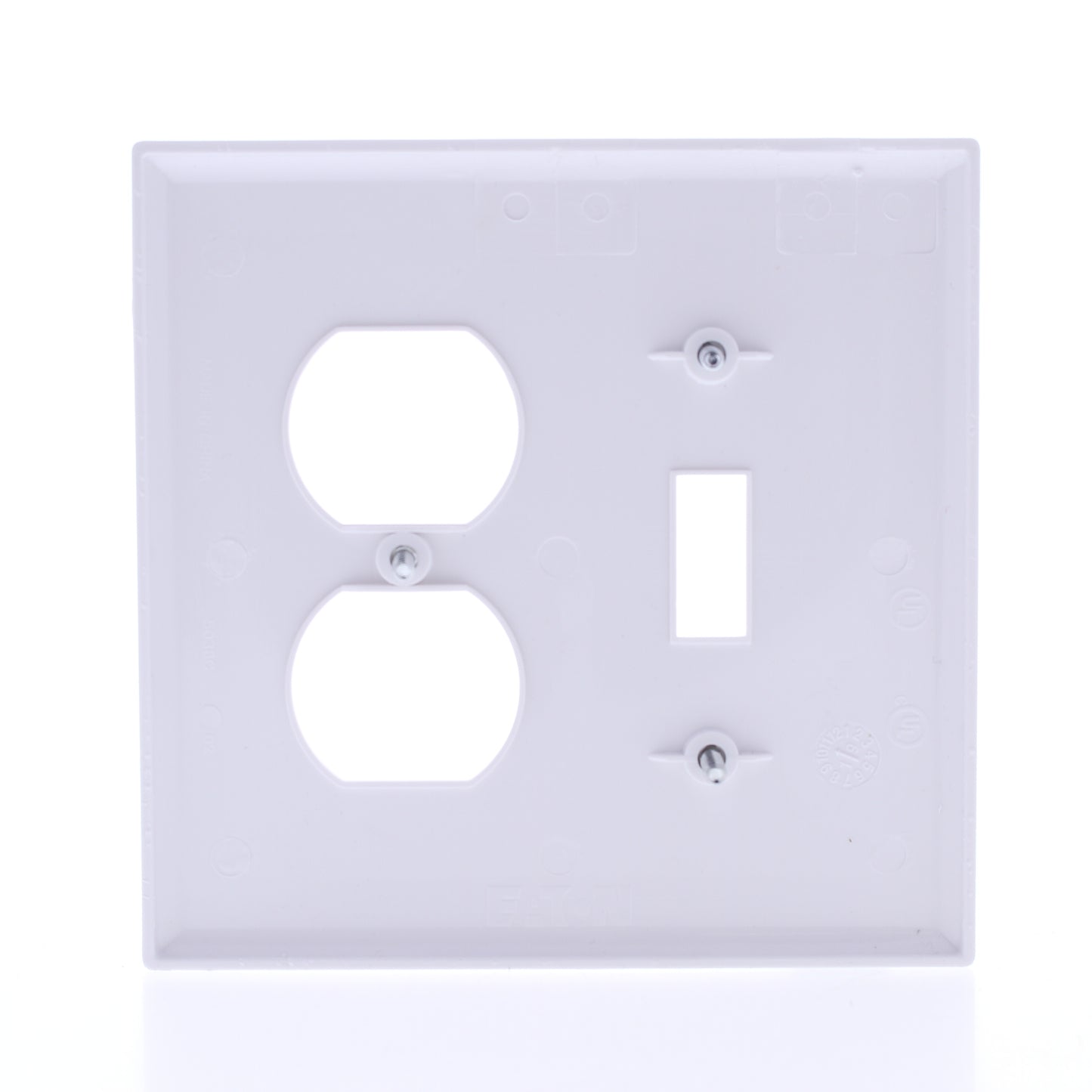 Eaton PJ18W White 2-Gang Toggle Duplex Outlet Unbreakable Nylon Wallplate Cover